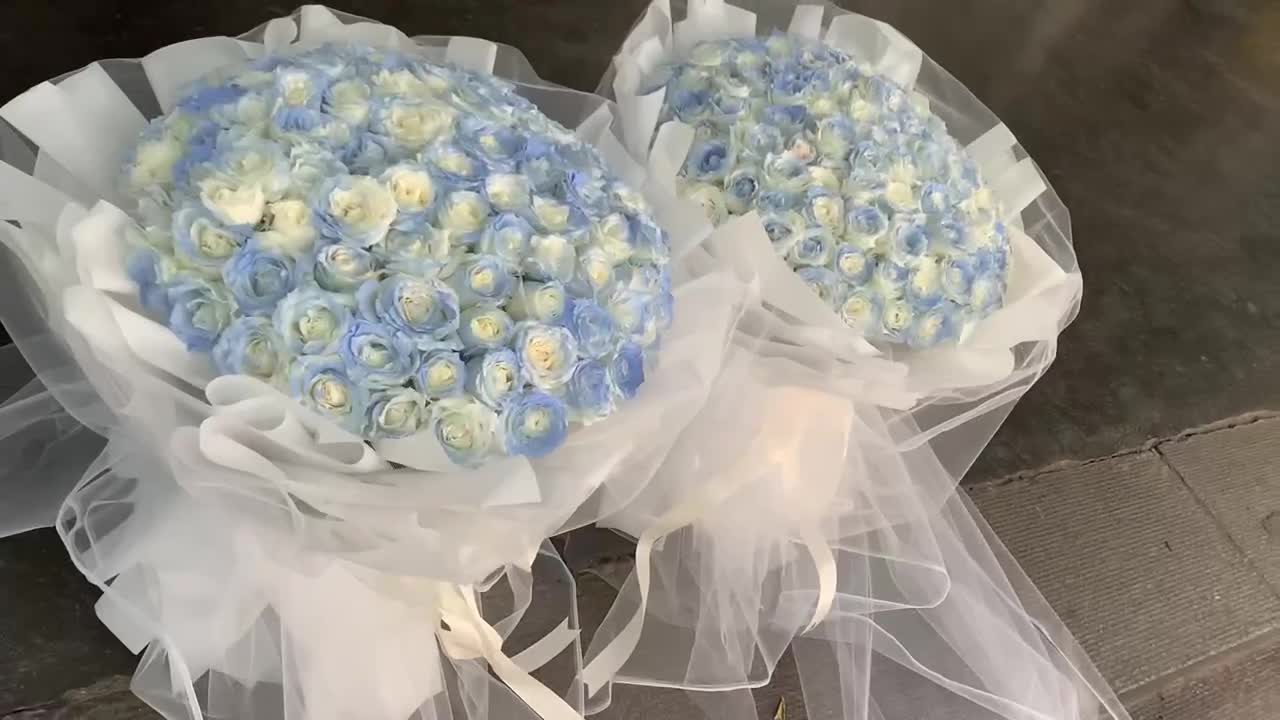 flowers crushed ice blue roses