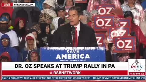 DR. OZ SPEAKS AT TRUMP RALLY IN PA