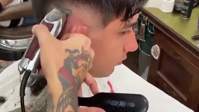 Skilful barber haircut