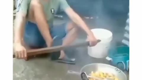 my friend cooking supper