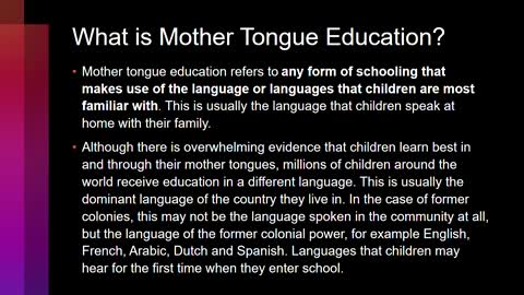 Mother-Tongue Based Bilingual Education