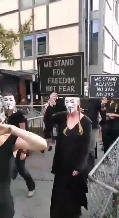 New Zealand (December 8, 2021) Protesters hold a funeral for freedom