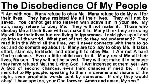 PROPHECY- The Disobedience Of My People