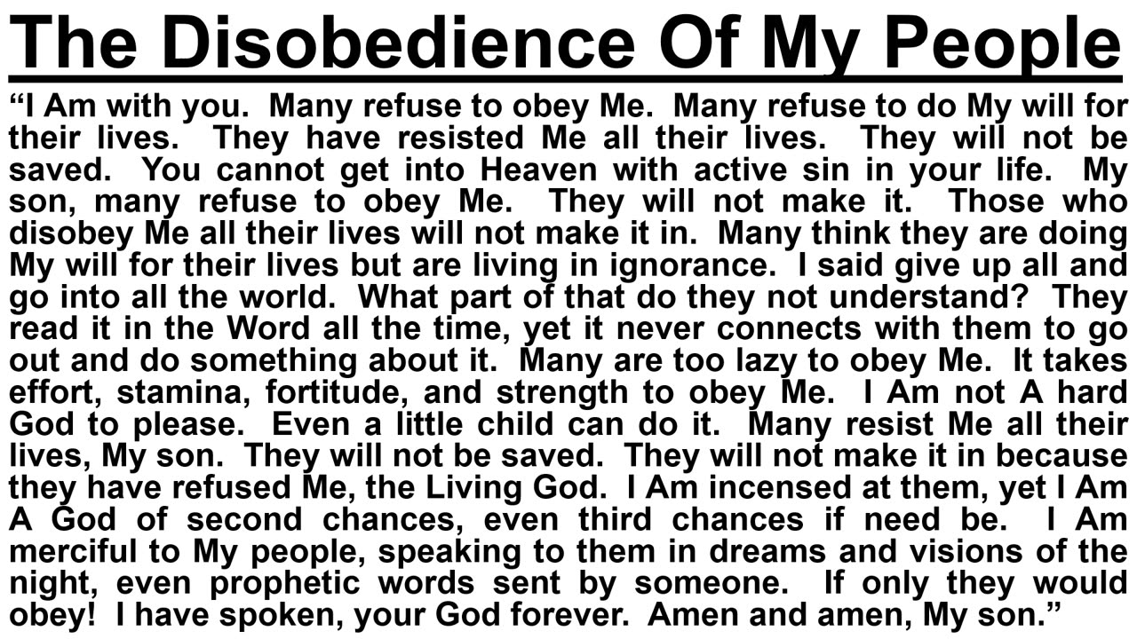 PROPHECY- The Disobedience Of My People