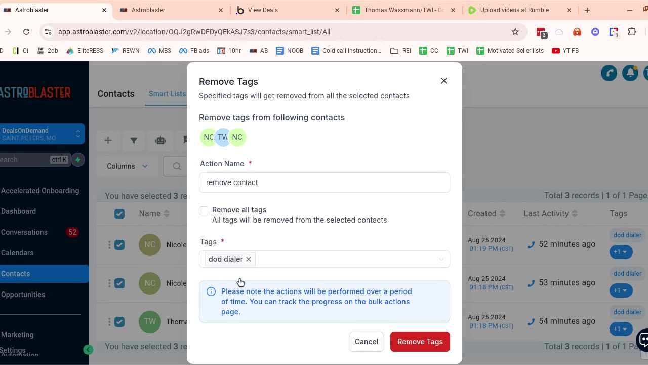 How to remove a LCB contact from dialer