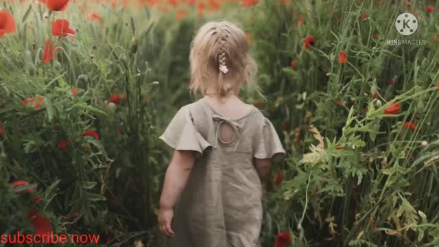 Beautiful natural reality morning walk baby girl