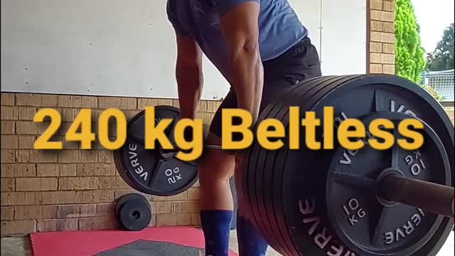 Deadlift 240 kg Beltless 2 reps.