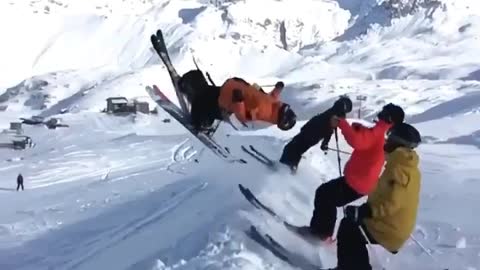 handsome skiing action