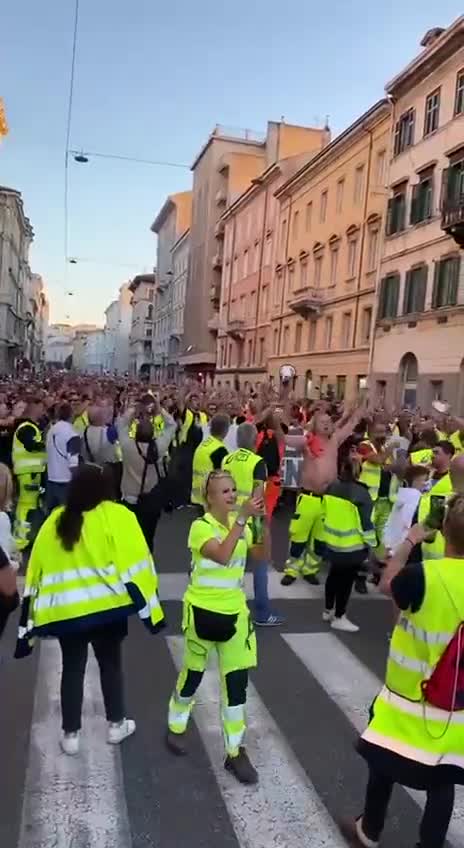Italians Protesting against the covid passports