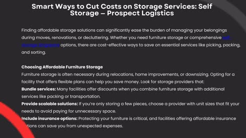 Smart Ways to Cut Costs on Storage Services: Self Storage — Prospect Logistics