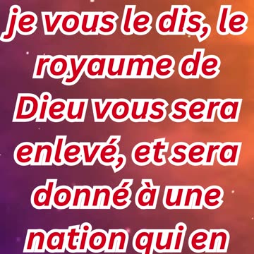 "Le Royaume de Dieu Transféré à un Peuple Fidèle" Matthieu 21:43#shorts #youtube #ytshorts #shortvid