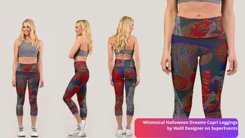 Whimsical Halloween Dreams Capri Leggings by Walil Designer