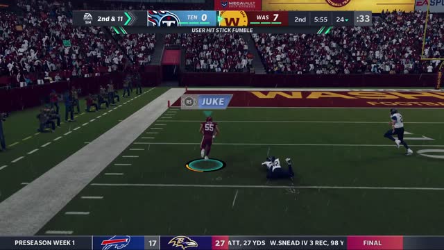 Madden 21 Washington Football Team Pre-season Game1 Highlights FASGaming