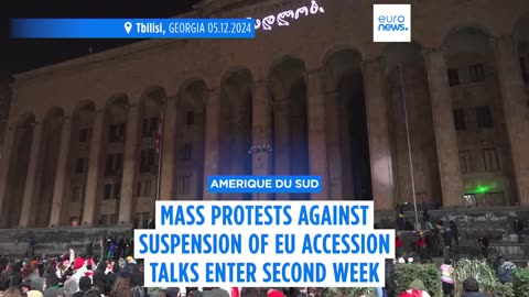 Protests across Georgia against suspension of EU accession talks enter second week