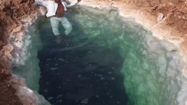 Floating in the salt pools of Siwa Oasis in Egypt 😎