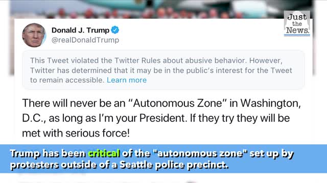 Twitter puts warning on Trump tweet for "threat of harm" against DC protesters