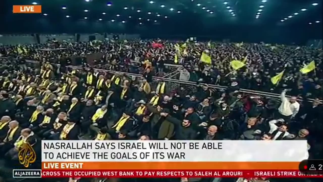 Trriorist leader of Hazbollah, tells the Israelis they will never be welcome in the region.