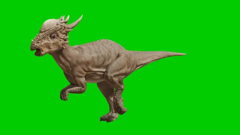 Exotic dinosaur running on green background.