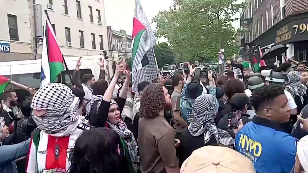 Police detain people at Brooklyn pro-Palestinian march