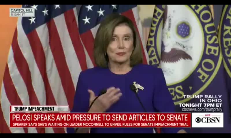 Nancy Pelosi says she'll hold on to articles as long as she feels like it