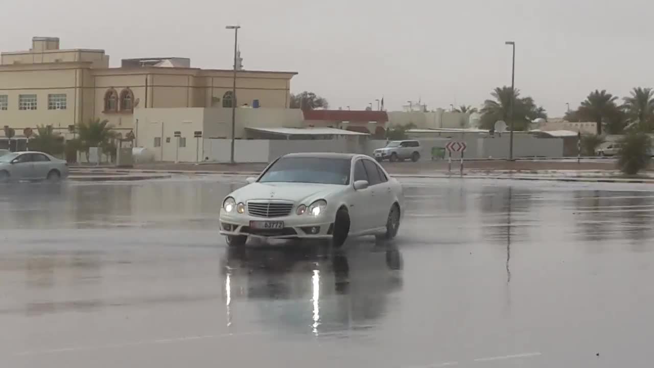 Arab boys drifting with Mercedes and land cruiser in Al Ain UAE