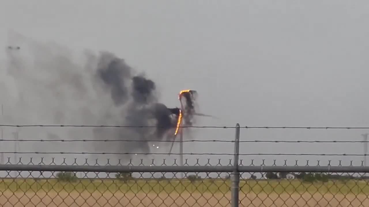 NEW - Wind turbine struck by lighting in Cromwell, Texas.