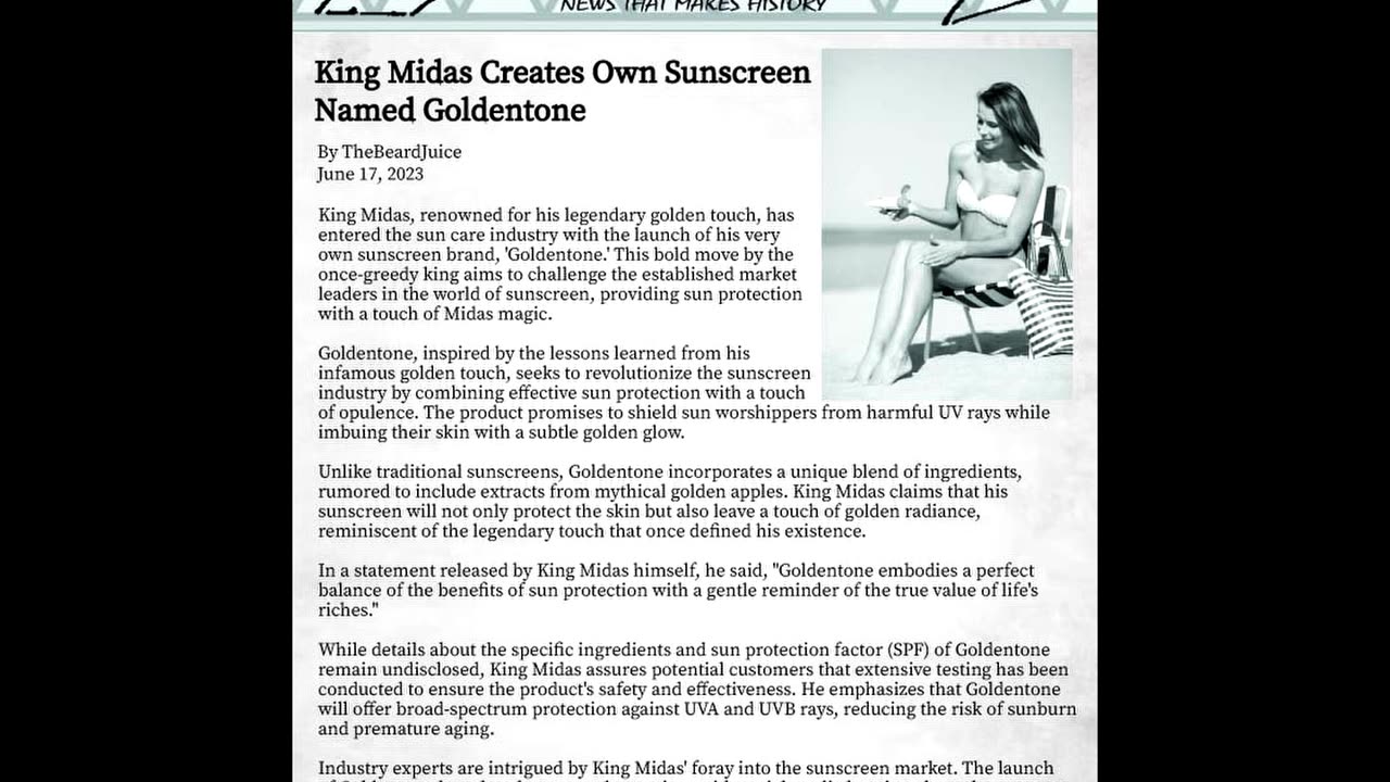 King Midas Creates New Sunscreen Golden Tone