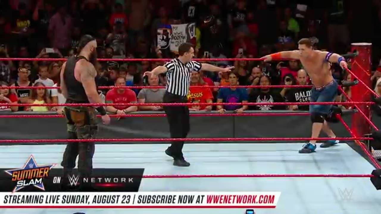John Cena vs brown strowman fight.