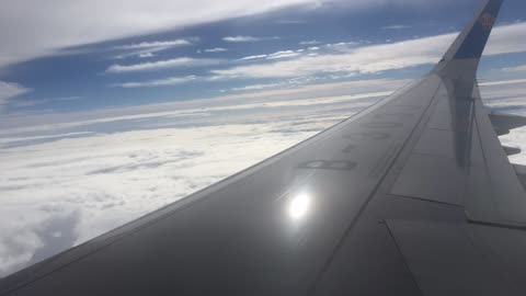 Airplane, flight, plane wing, in the sky