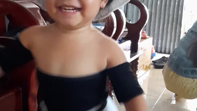 Cute baby showing off new clothes Part 2