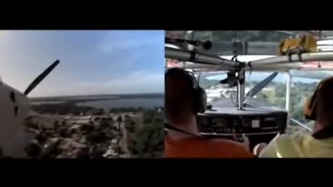 Landing of a broken plane in the middle of the road