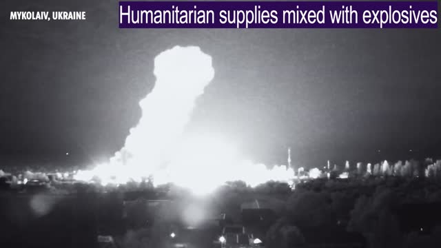"Humanitarian supplies" mixed with explosives in Mykolaiv (Nikolaev) destroyed