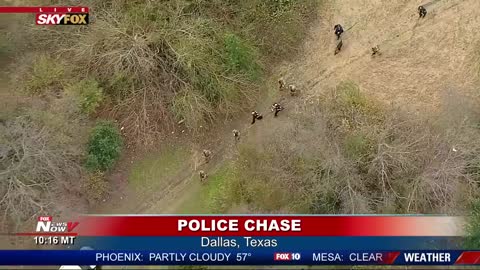 Crazy Police Pursuit, Suspect's Hood Open Over Windshield... 3 Foot Bail... Takedowns + K9