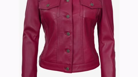 Pink leather Jacket For Women