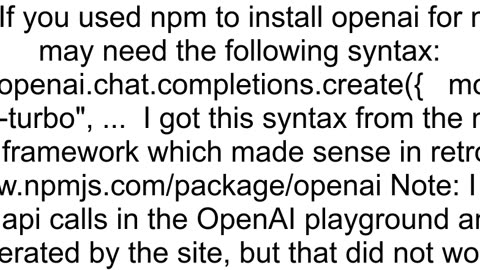 OpenAI Chat Completions API error quotopenaicreateChatCompletion is not a functionquot