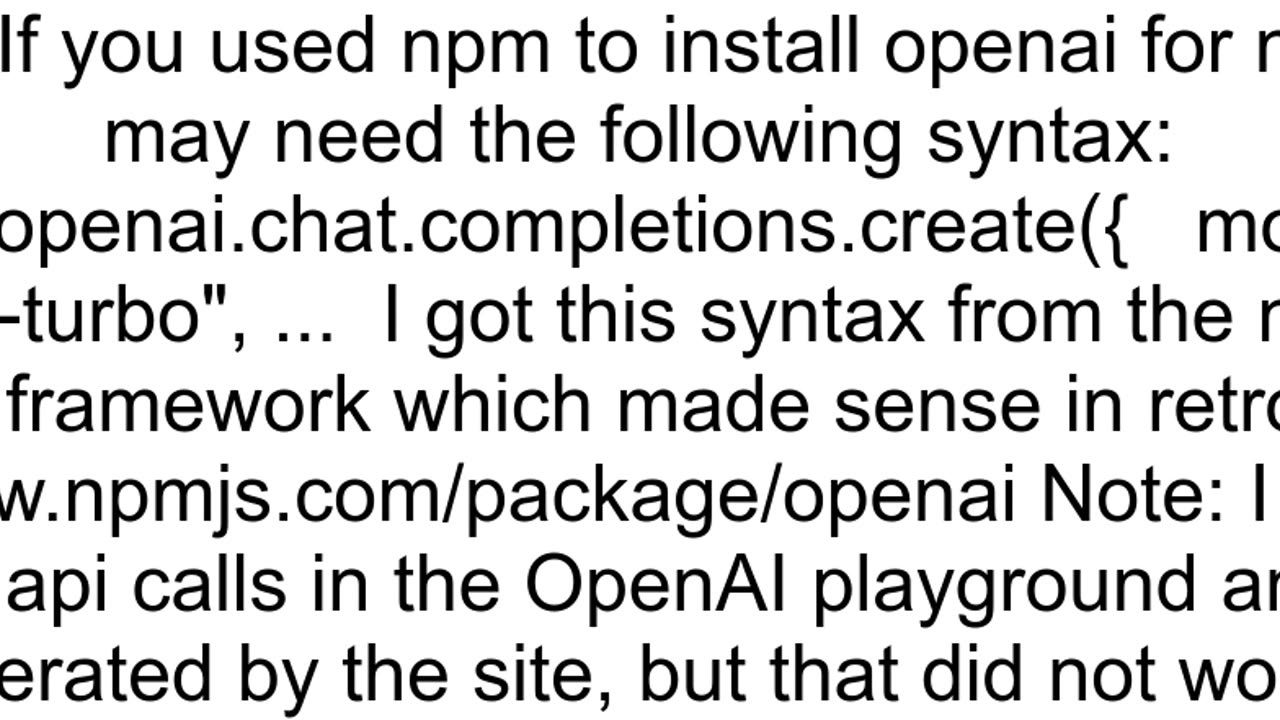 OpenAI Chat Completions API error quotopenaicreateChatCompletion is not a functionquot