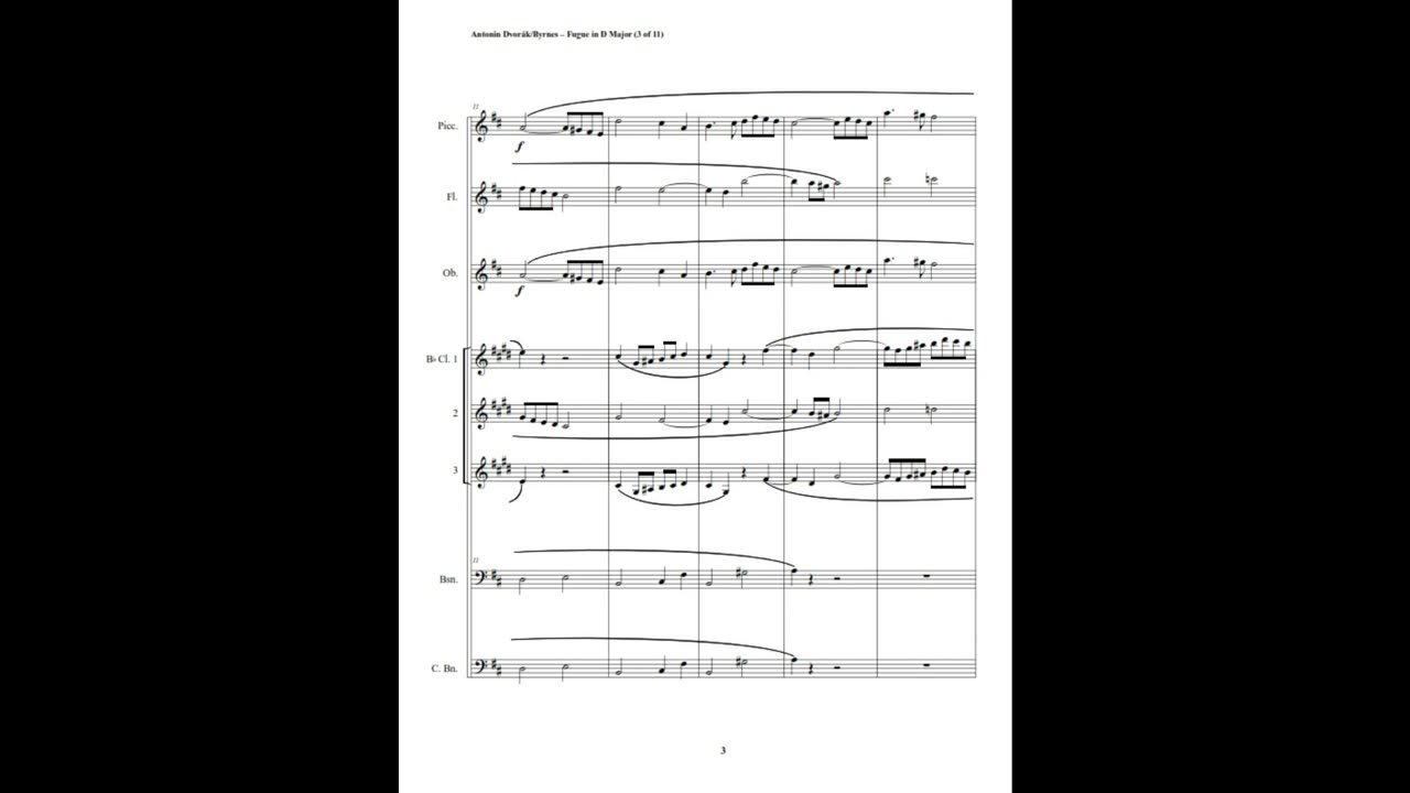 Antonin Dvorák – Fugue in D Major, B302 (Woodwind Choir)