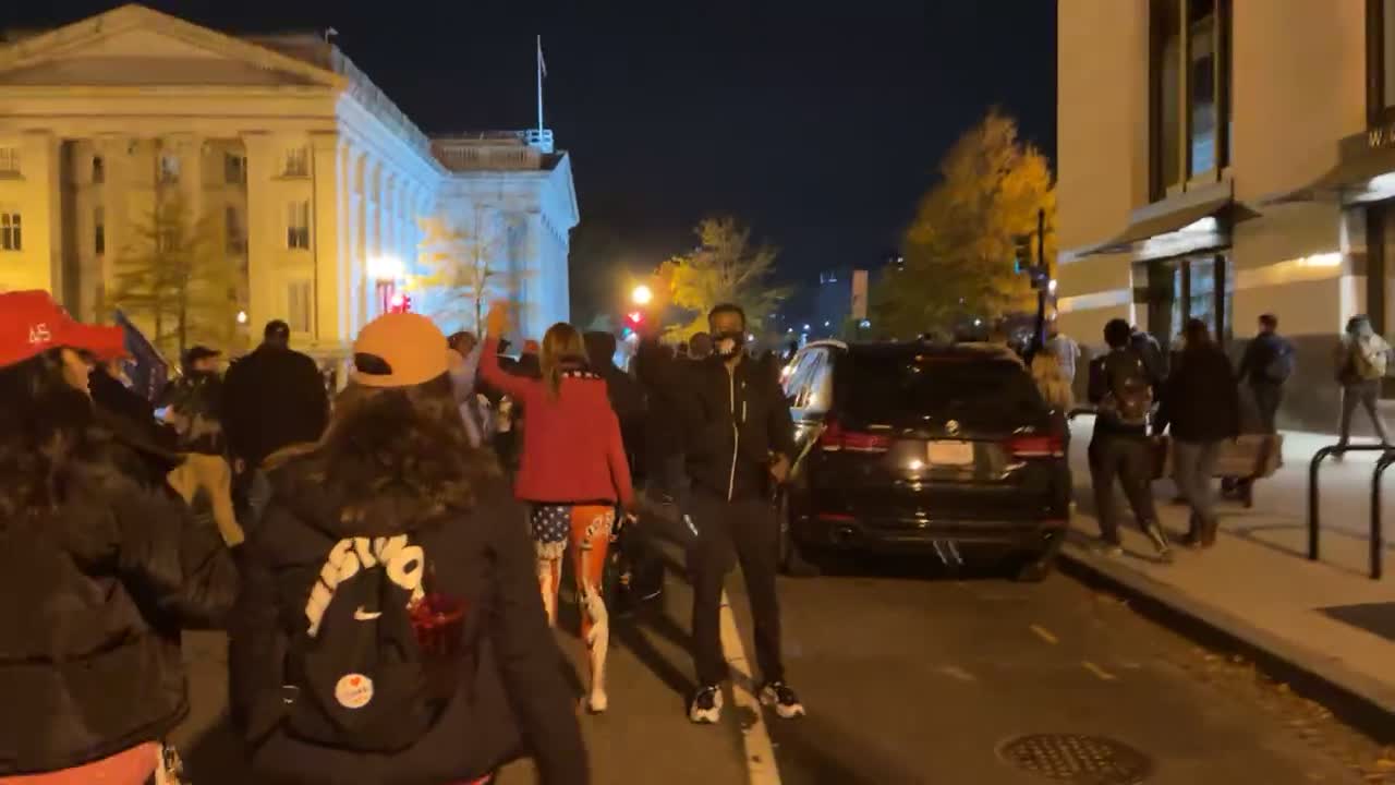 Patriots march through Washington DC through BLM plaza