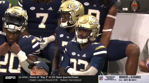 Georgia Tech RB trips and falls in the backfield on 4th down