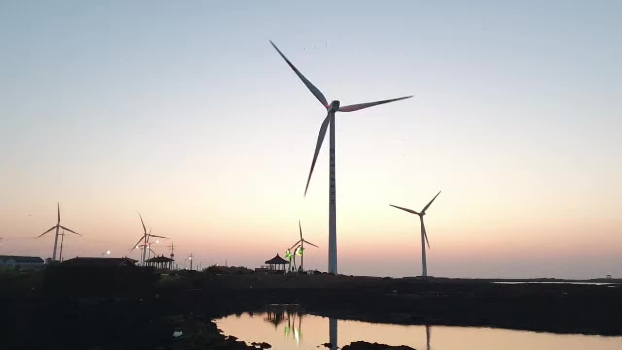 Sunset and windmill