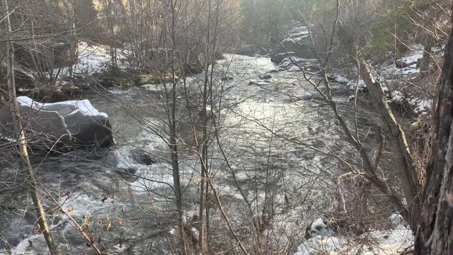 Creekside View of Whychus Creek in Winter – Central Oregon