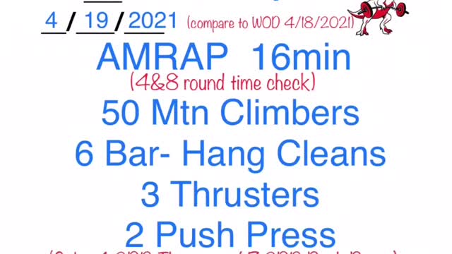 WOD 4/19/2021 Tuff Luv CrossFit