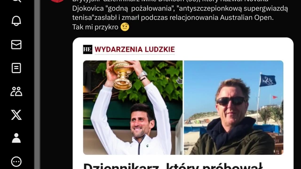 Brytyjski dziennikarz Mike Dickson (59), który nazwał Novaka Djokovica