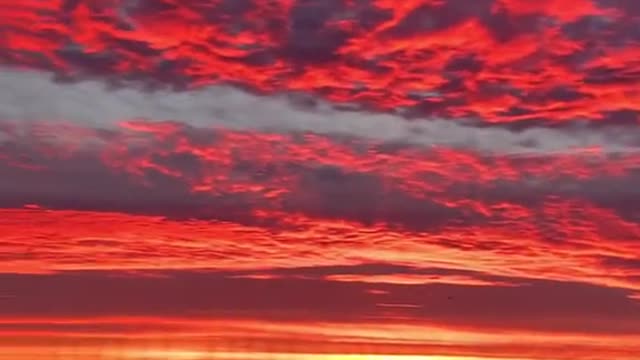 Bloody sunset on the sea. Very beautiful