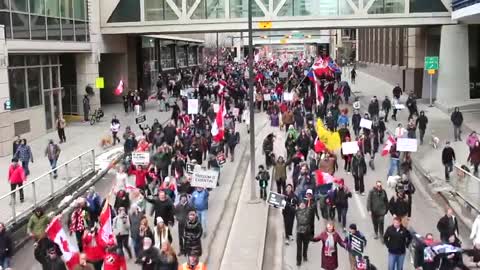 10,000 people marched peacefully through the streets of CALGARY FREEDOM CONVOY.