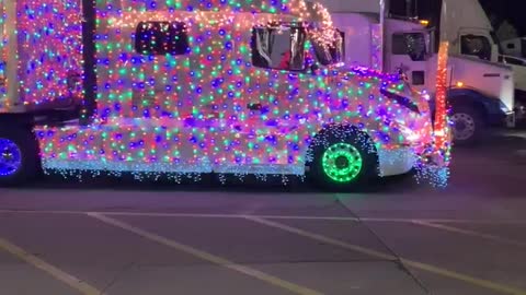 Semi Decked Out with Christmas Lights