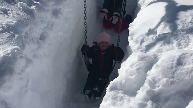 Swing Set Fun in the Dead of Winter