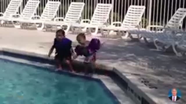 `Funny Babies Playing With Water Pool Fails Funny Baby Videos Compilation