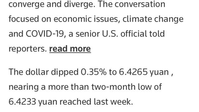 Dollar dips on stronger risk appetite after U.S., China call.