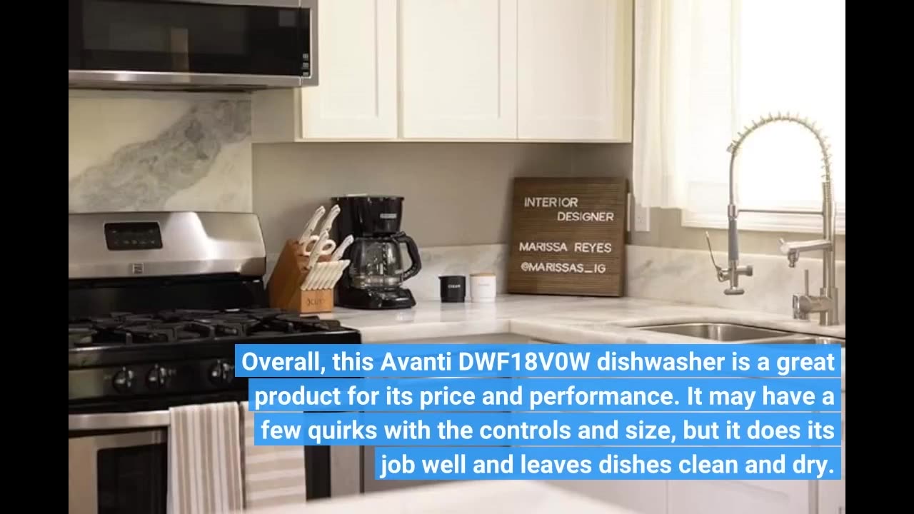 Avanti DWF18V0W Dishwasher 18-Inch Built in with 3 Wash Options and 6 Automatic Cycles, Stainle...